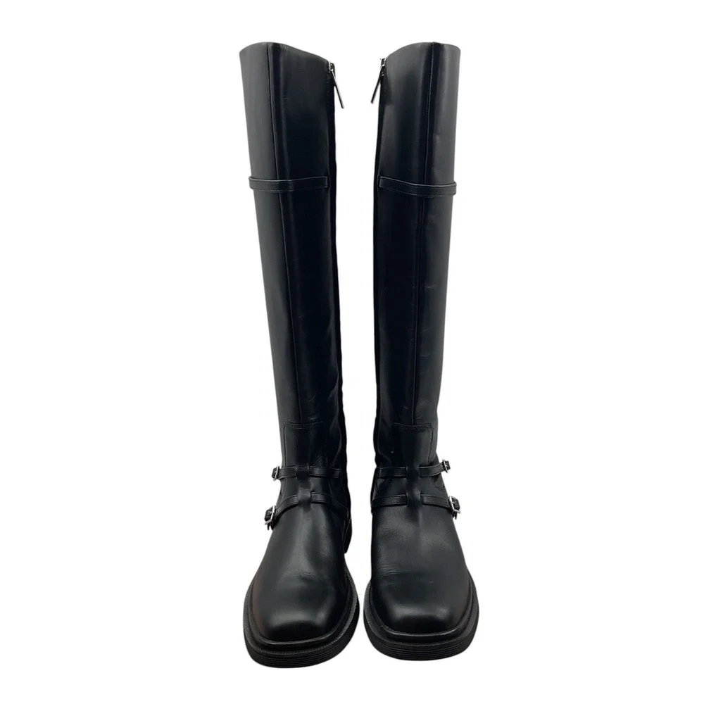 Sarto by Franco Sarto Ainsley Black Leather Over The Knee Moto Boots Womens 6.5M